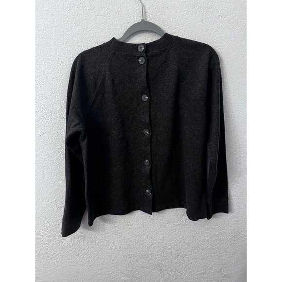Madewell Womens Wool-Blend Reversible Button-Back Charcoal Sweater size Medium - Picture 2 of 5